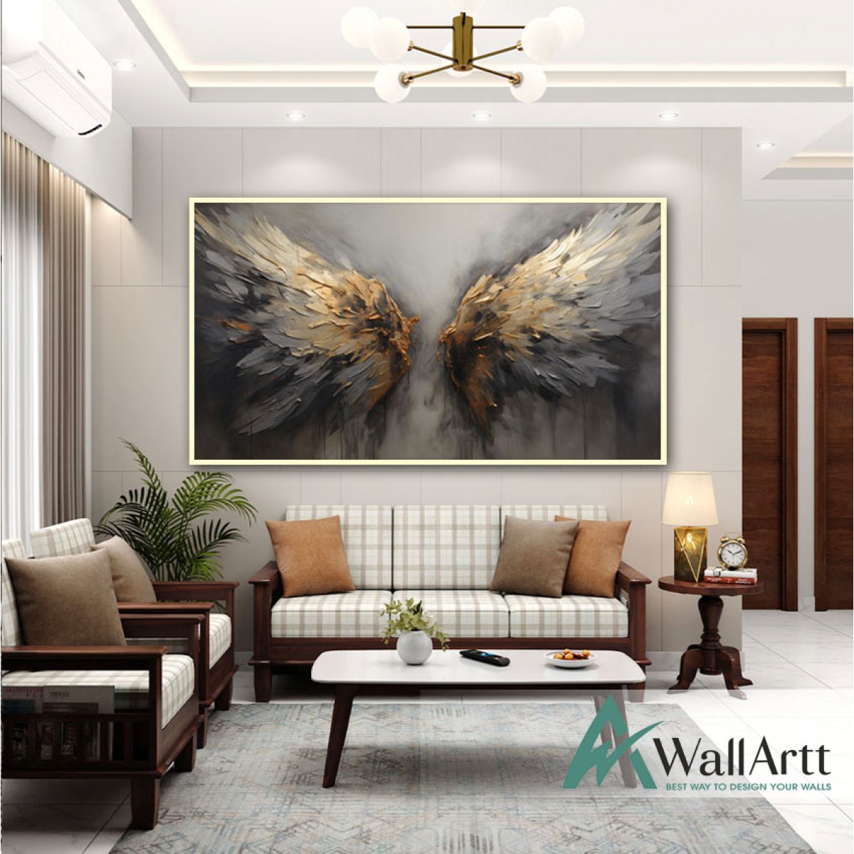 Golden Wings 3d III Heavy Textured Partial Oil Painting